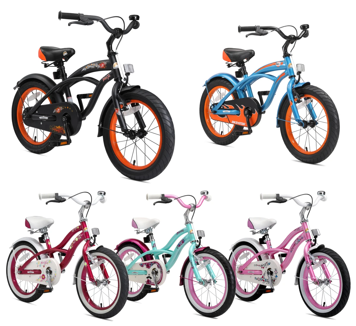 BIKESTAR Kinderfahrrad Kinderrad Fahrrad für Kinder ab 4 Jahre, 16 Zoll  Cruiser