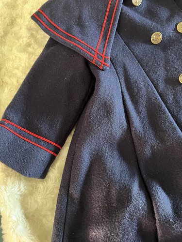 Vintage Girls Rothschild Wool Sailor Coat. Navy with Red Trim and Lining. Size 4 - Picture 2 of 15