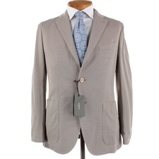 Boglioli NWT Sport Coat / K Jacket Size 52R 42R US In Solid Beige 100 Cotton
