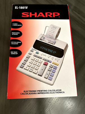 Sharp EL-1801V Portable 12-Digit 2-Color Serial Printing Desktop Calculator