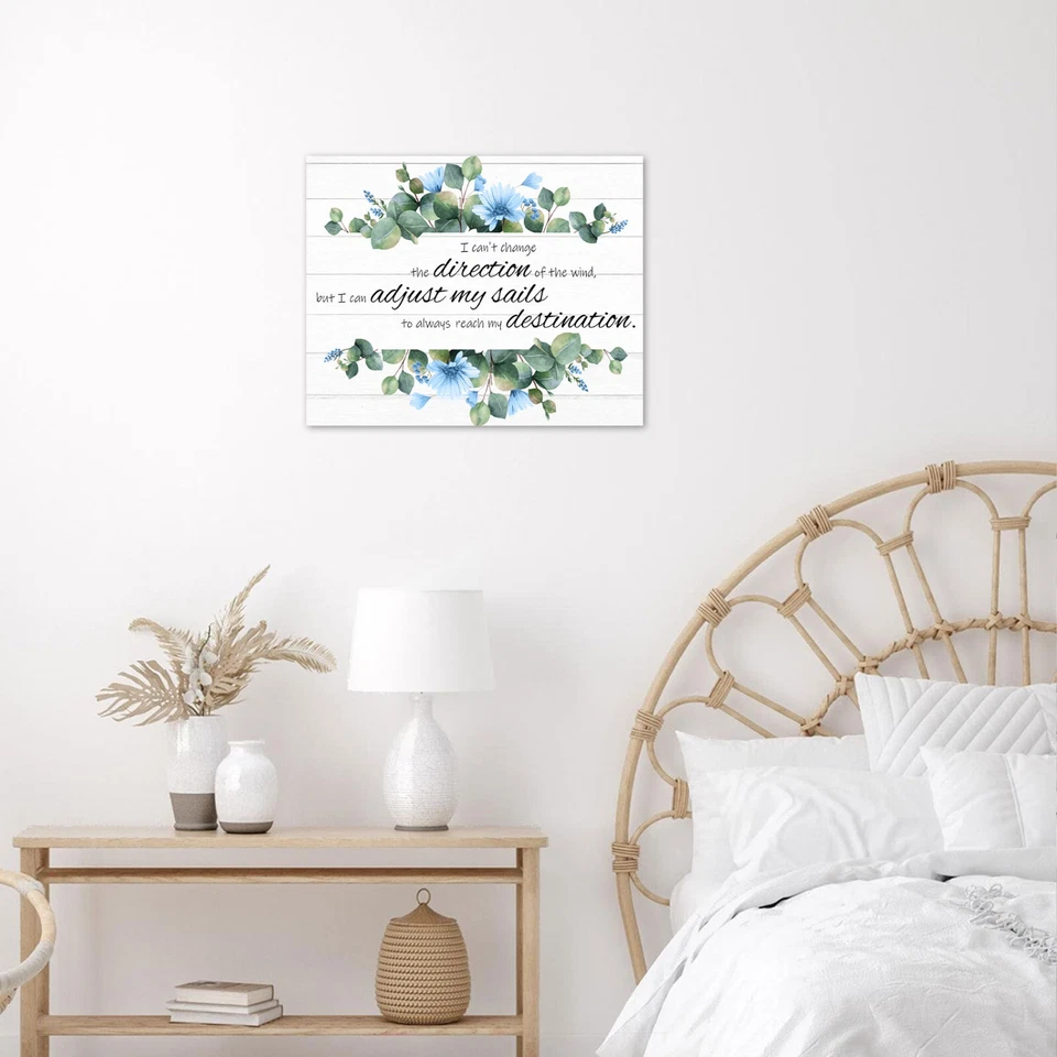 Garden Blue Floral Vintage Botanical Canvas Wall Art for Bathroom Living Room - Image 3 of 4