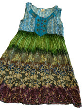 Forbidden Beaded Hippie Boho Tank Sun Dress Lounge Festvial Gypsy Earth Mama M