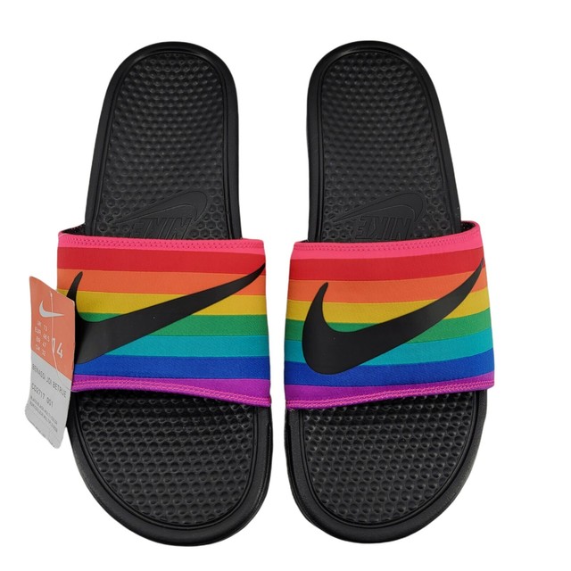rainbow nike slippers