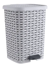 Superio Wicker Style Step-On Trash Can – 12 Quart White Smoke Waste Bin