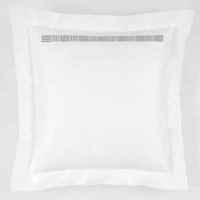 Pratesi Euro pillow sham White Gray Grey Up Down Embroidery Cotton Sateen New