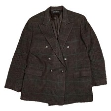 Vintage Brooks Brothers USA Made Camel Hair Plaid Double Breasted Blazer Plaid
