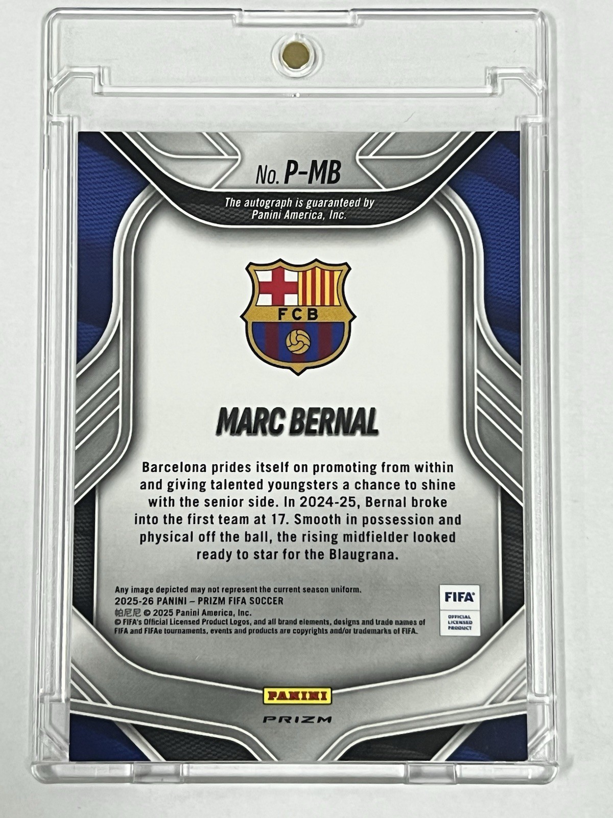 Marc Bernal 2025-26 Panini Prizm FIFA Penmanship Auto Scope #P-MB view 2