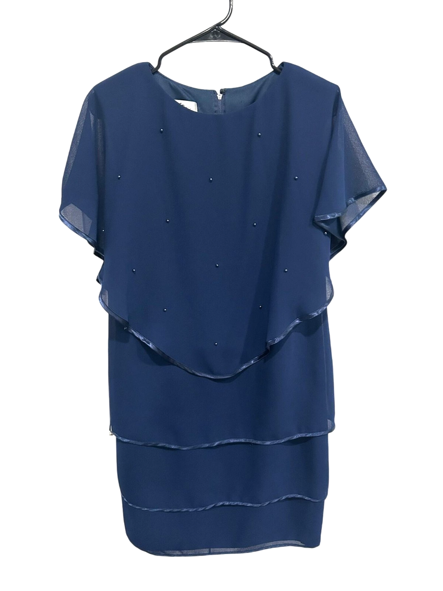 Patra Petite 8 Navy Tiered Beaded Dress Ethereal Romanticcore | eBay