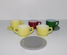 HAZEL ATLAS MODERNTONE PLATONITE LITTLE HOSTESS CHILDS CUPS SAUCERS CREAM SUGAR
