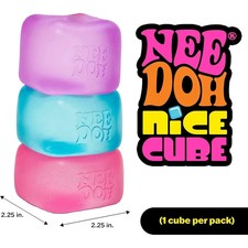 Nee Doh Nice Cubes Ice Cube Toy Fidget Super Solid Squish Blue 