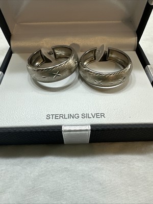 Damen Sterling Silber Satin DC Creolen 30 mm