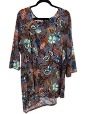 Attitudes by Renee Regular Asymmetric Jacquard Tunic Size Large Whimsical Boho