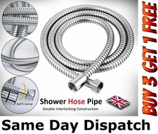 3Pc SHOWER HOSE 1.2/1.5/2 STAINLESS STEEL FLEXIBLE CHROME SHOWER BATHROOM PIPE
