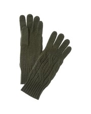 Hannah Rose Wide Cable Cashmere Gloves Women's Green