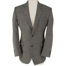 Calvin Klein Sport Coat Mens 42L Wool Black White Micro Check Jacket Career