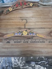 VINTAGE CHILDRENS WOODEN PAINTED HANGERS Floral Set Of 2