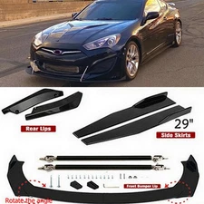 For Hyundai Genesis Front Bumper Lip+Spoiler Splitter Body Kit Strut Rods