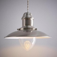 Satin Nickel Fisherman Style Non Electrical Vintage Ceiling Pendant Light Shade