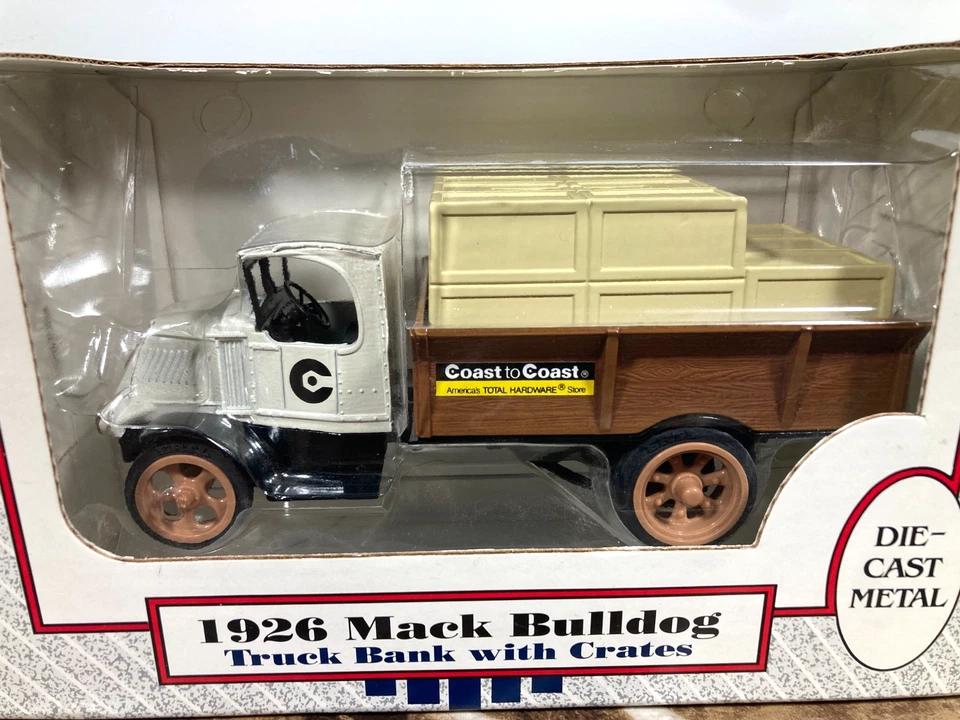 Lot 2 ERTL Coast To Coast Hardware Diecast Mack Bulldog Truck Delivery Car Bank - Image 2 of 4