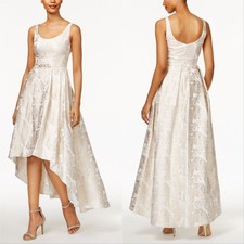 New BETSY ADAM Size 4 Embellished High-Low Brocade Gown Dress Retail 288