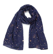 Fashion Scarf for Women, Lightweight Colorful Shawl with Star One Size Navy