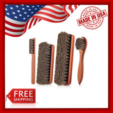 4 Pcs Shoe Brush, Boot Brush, Horse Hair Brush for Leather, Shoe Polish Brush.