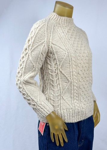 Vintage Irish Aran Fisherman Sweater Hand Knit Cable Wool Loch Garman, $139.99