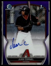 2023 Bowman Chrome #CPA-JCL Juan Corniel Prospect Autographs Purple #/250