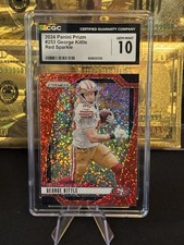 Panini 2024 Prizm George Kittle 49ers #253 Red Sparkle CGC Graded