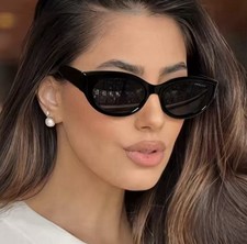Cat Eye Sunglasses Women Black Retro Oval Fashion UV400 Trendy Shades