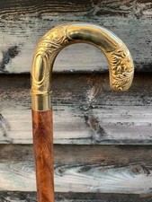 Victorian Brass Derby Cane   Vintage Wooden Walking Stick Gift for Men  Women