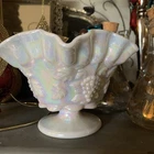 Vtg Westmoreland~Carnival Glass Candy Trinket Dish Grape Opalescent 1970s Vanity
