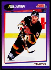 Igor Larionov, 1991-92 Score American, #168, Vancouver Canucks,