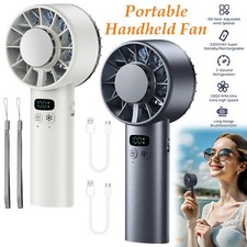 Portable Handheld Fan with Ice Cooling Plate 100 Speeds Digital LED Display UK