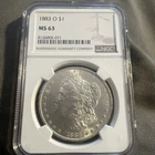 1883- O MORGAN SILVER DOLLAR, NGC MS 63