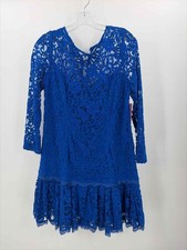 Pre-Owned Adrianna Papell Blue Size 12P Short Long Sleeve Dress