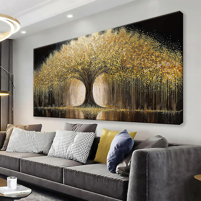 Golden Tree of Life Wall Art Decor Modern Art Wall Decor Ready to Hang Artwork C