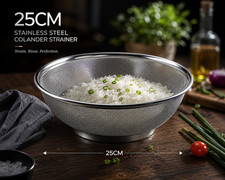 Stainless Steel Wash Basket Rice Colander Strainer, Spaghetti Metal Sink Bowl