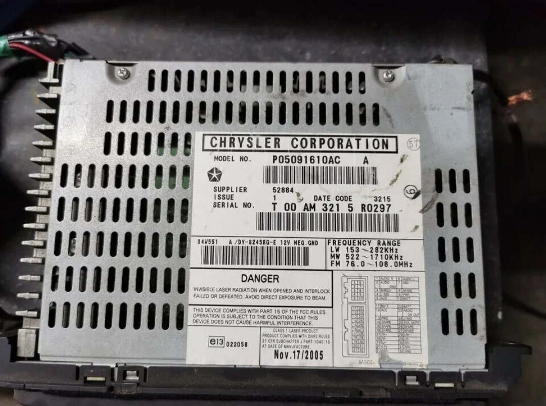 ✓ Chrysler Dodge Jeep Ram RBZ 430 Radio Code Anti Theft Pin