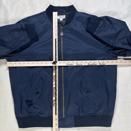 Wallace & Barnes J.Crew Men's XL Bomber Jacket Navy Blue Nylon Cotton Blend MA-1 image 4