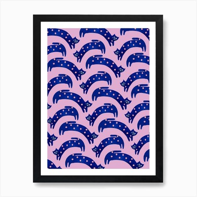 Happy Jumping Cats Art Print Framed Wall Art Poster Canvas Print Picture