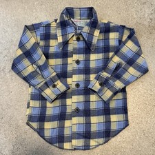 Vintage 80s HealthTex Plaid Flannel Shirt Toddler 3T Western 1980s Button Up
