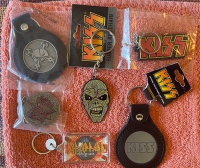 Keychain lot of 6 - Iron Maiden - KISS - Slipknot and Def Leppard - NEW