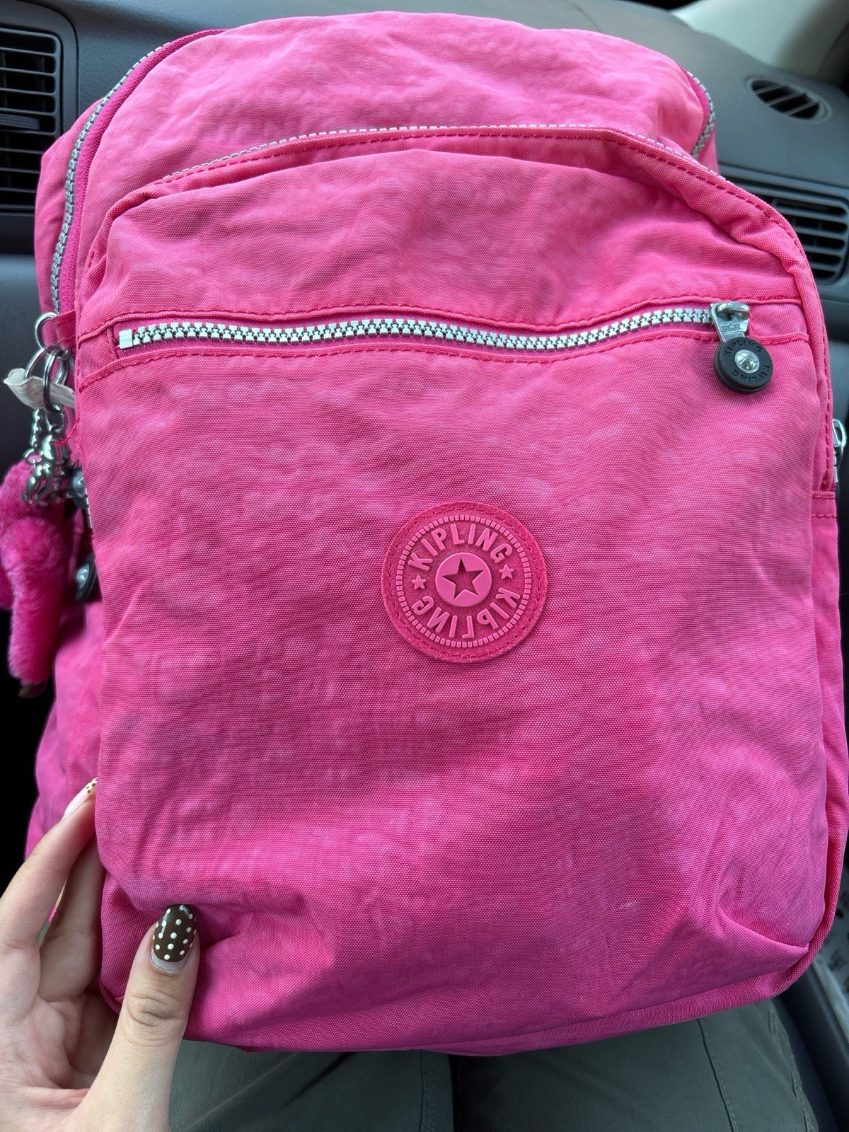 Pink Kipling Backpack With Keychains Multiple Poc… - image 1
