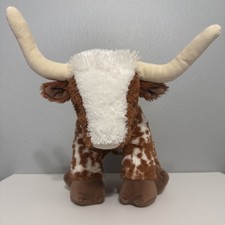 Build A Bear Longhorn Cow Brown White 15" Soft Toy Stuffed Animal BABW