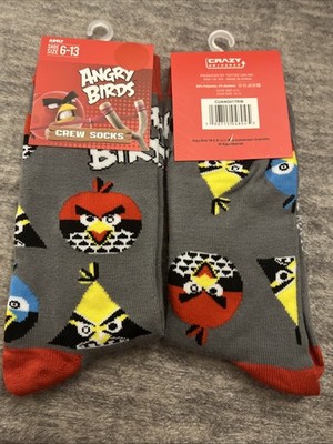 NWT Angry Birds Adult Socks Crazy Universe Crew Black Shoe Size 6-13
