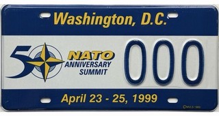99 CENT SALE 1999 Washington DC 50th NATO SUMMIT Sample License Plate NR