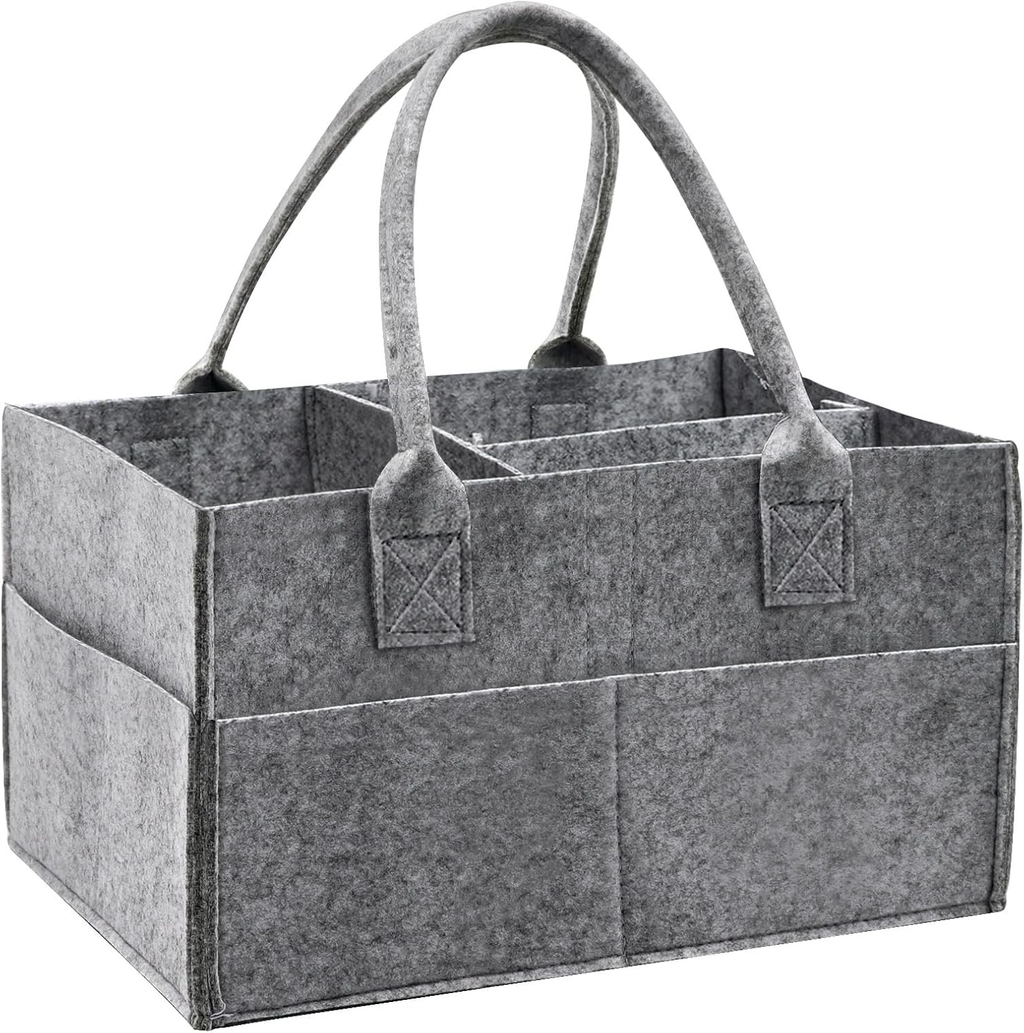 Yueshop Dark Grey Felt Baby Diaper Caddy Nursery Storage Bag Nappy Organiser