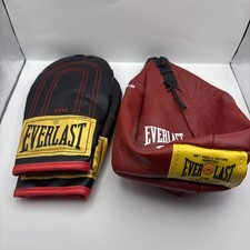 Everlast #4210 Genuine Leather Speed Punching Bag Ta: M & 4310 Speed Bag Gloves