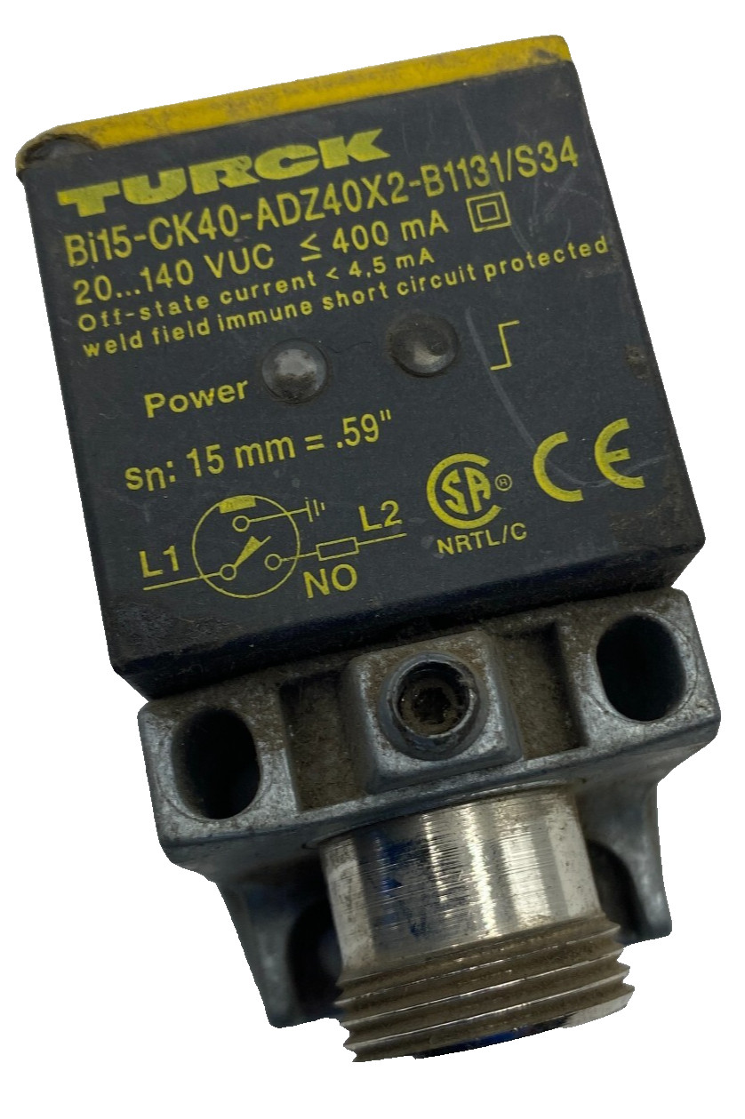 TURCK Bi15-CK40-ADZ40X2-B1131/S34 PROXIMITY SENSOR 20...140 VUC, 15 mm= .59" 🎯